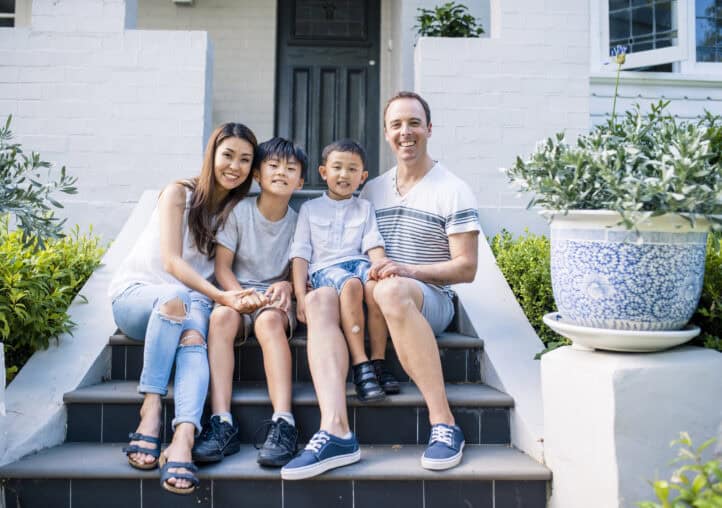 portrait of a family enjoying free time outdoors