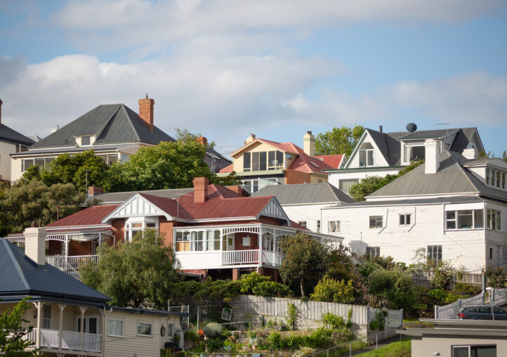 homes and cottages viewed from sandy bay towards battery point, tasmania